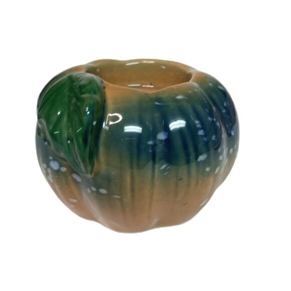 Vintage Pumpkin Tealight Candle Holder Fall Thanksgiving Home Decor Glazed 3.5" - Picture 10 of 10